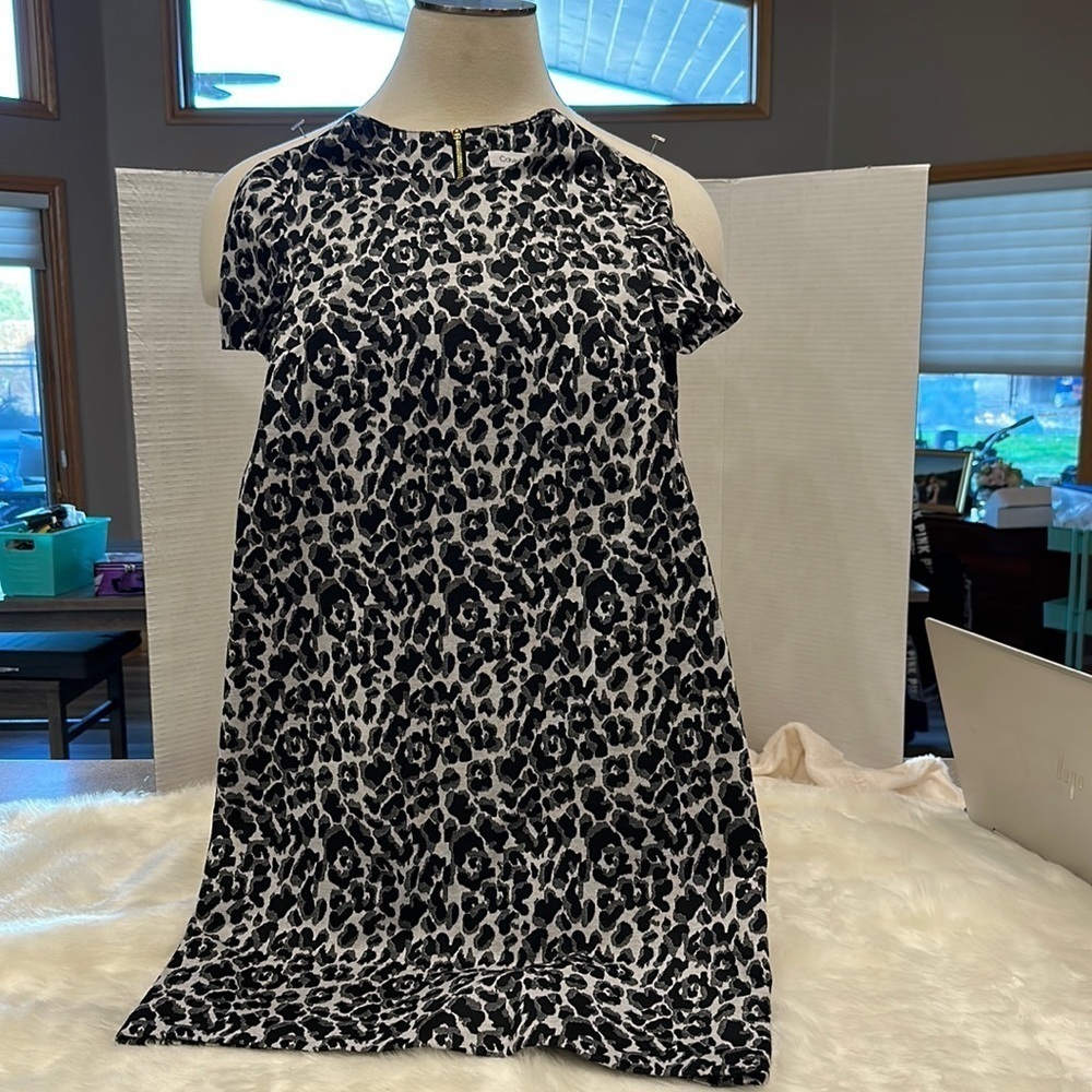 Calvin Klein Black and White Leopard Print Mini Dress